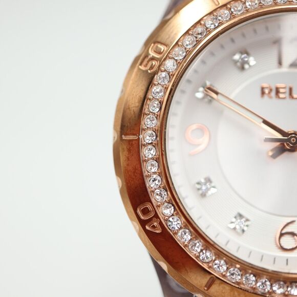 Relic by Fossil Women Watch Clear Rose Gold Tone 34mm Dial Jewel Bezel ZR11901 - Picture 9 of 16